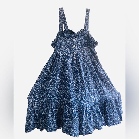 NWT CHILDREN’S COPPER KEY BLUE & WHITE FLOWER SUMMER STRAP MAXI DRESS SIZE: S - Picture 2 of 8